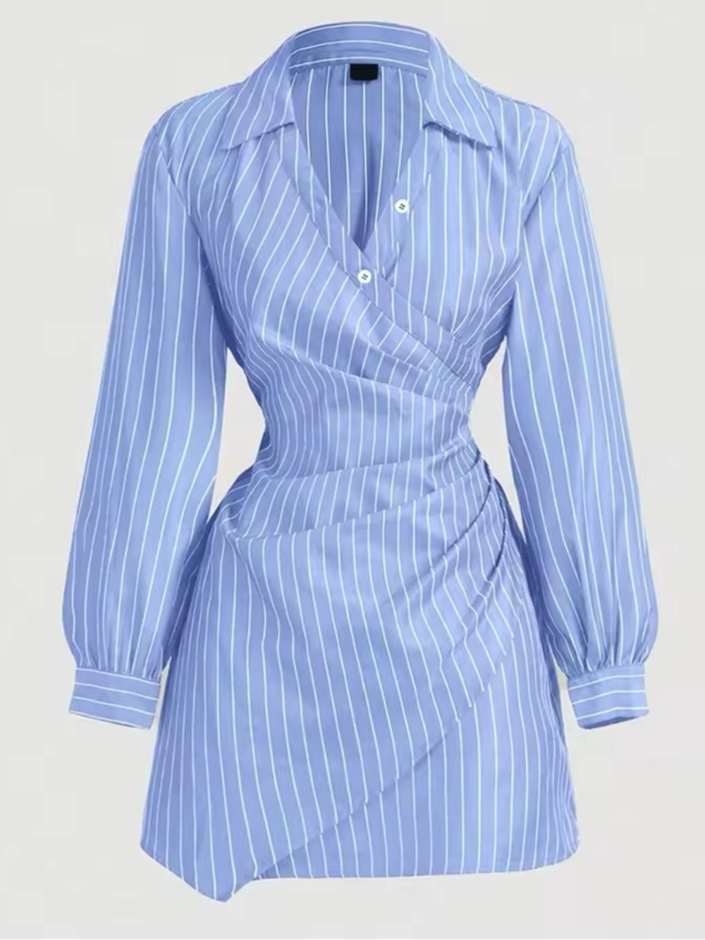 Striped Shirt Dress in Light Blue